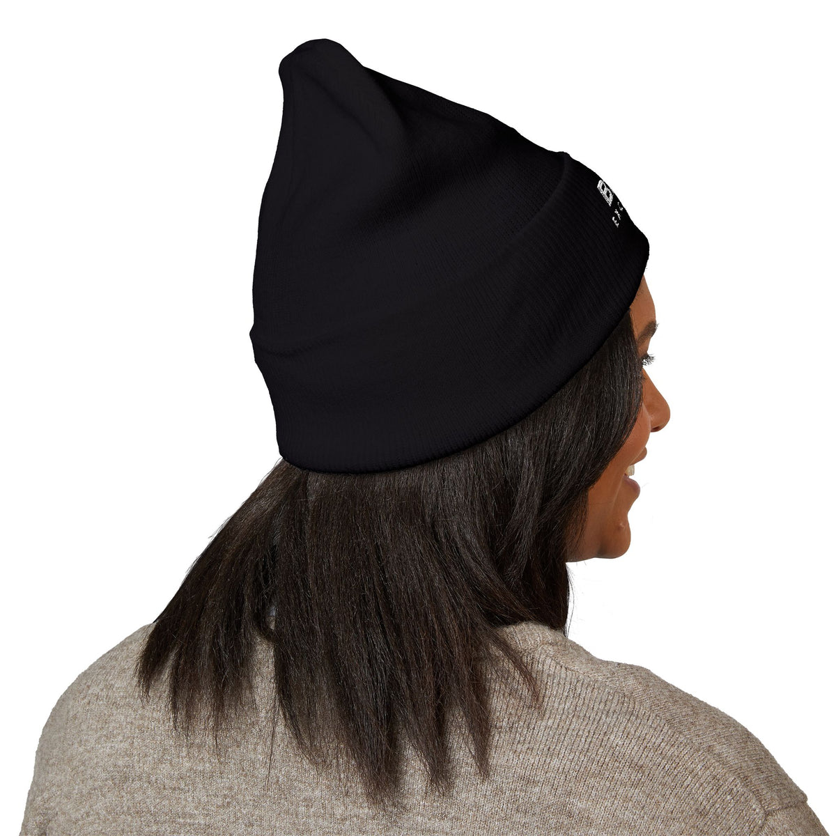 Black Excellence Embroidered Cuffed Beanie | Unisex Knit Winter Hat