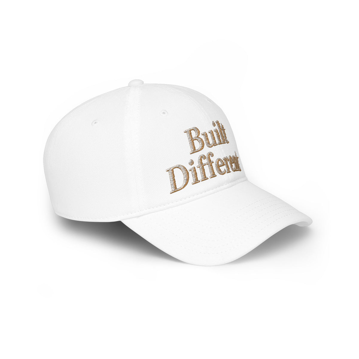 Built Different Embroidered Baseball Cap | Minimal Gold Script Low Profile Hat