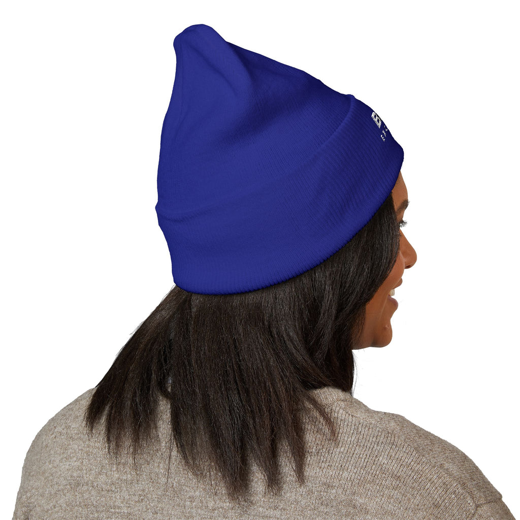 Black Excellence Embroidered Cuffed Beanie | Unisex Knit Winter Hat