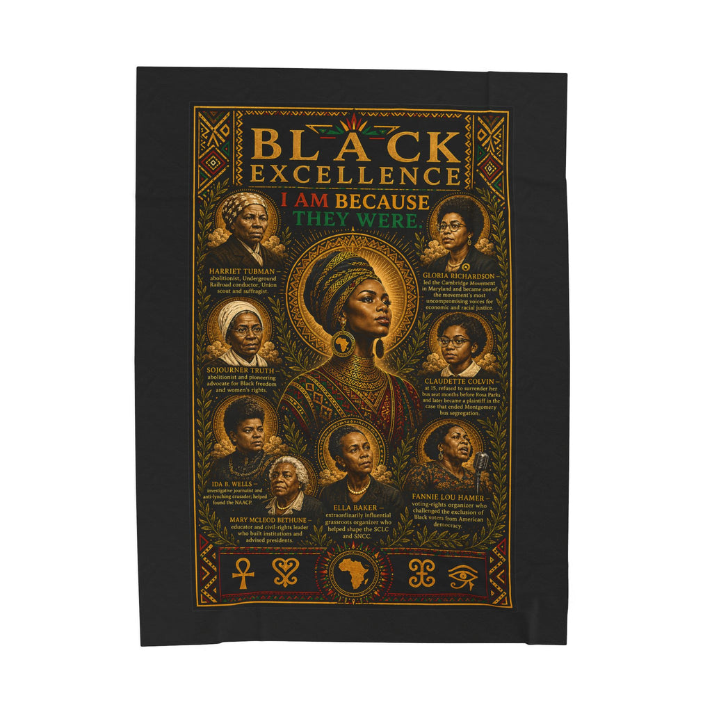 I Am Because They Were Velveteen Blanket | Black Excellence Heritage Throw