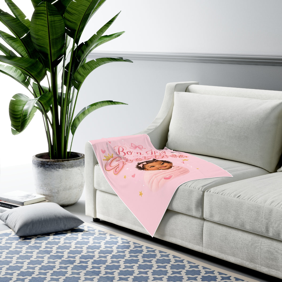 Born Into Greatness Baby Swaddle Blanket I Pink Newborn Swaddle for Girls