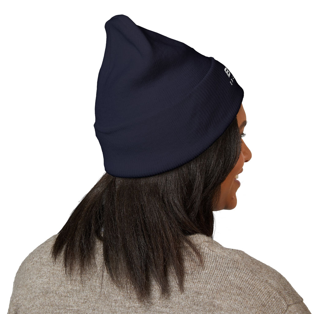 Black Excellence Embroidered Cuffed Beanie | Unisex Knit Winter Hat