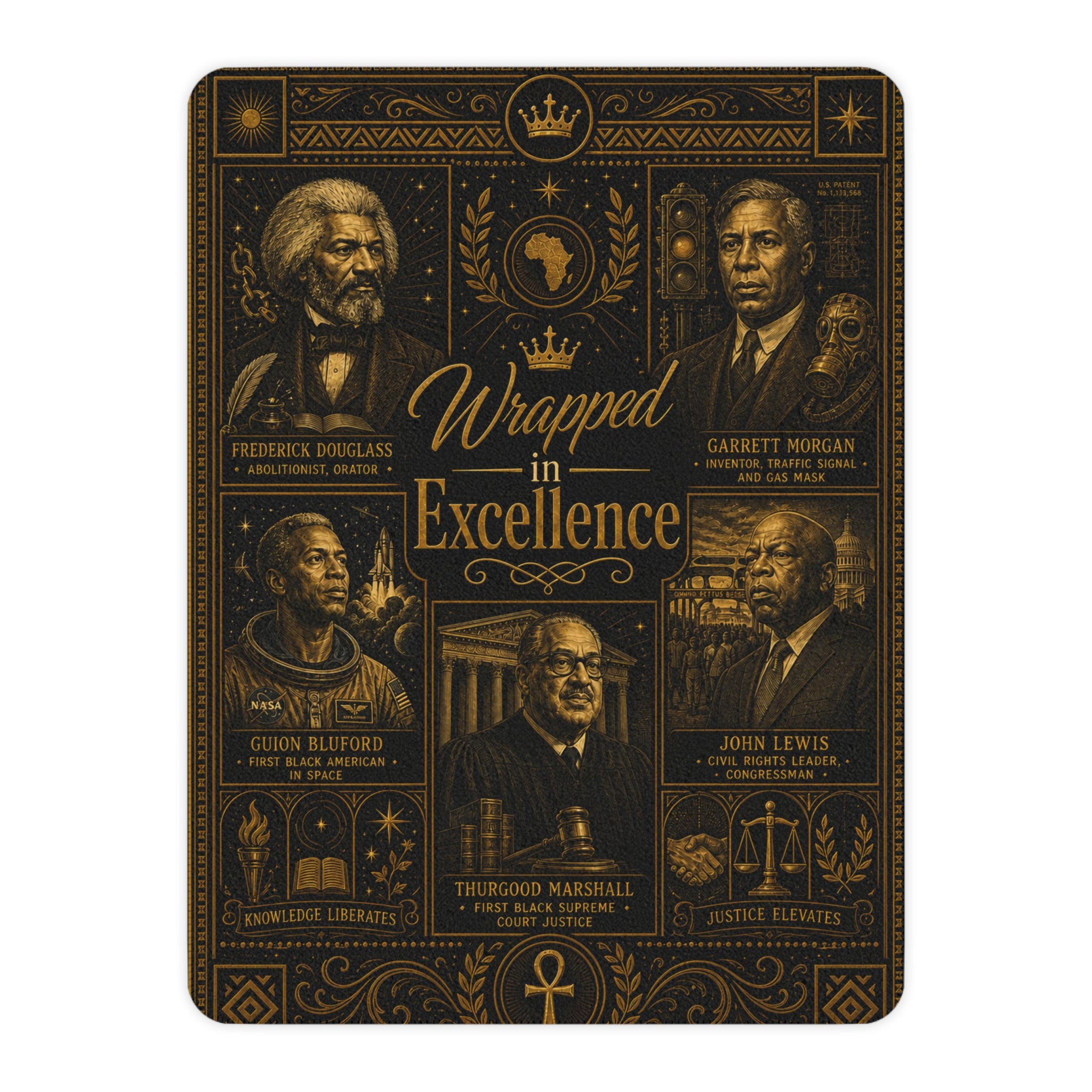 Black History Leaders Sherpa Blanket | Wrapped in Excellence Portrait Thro
