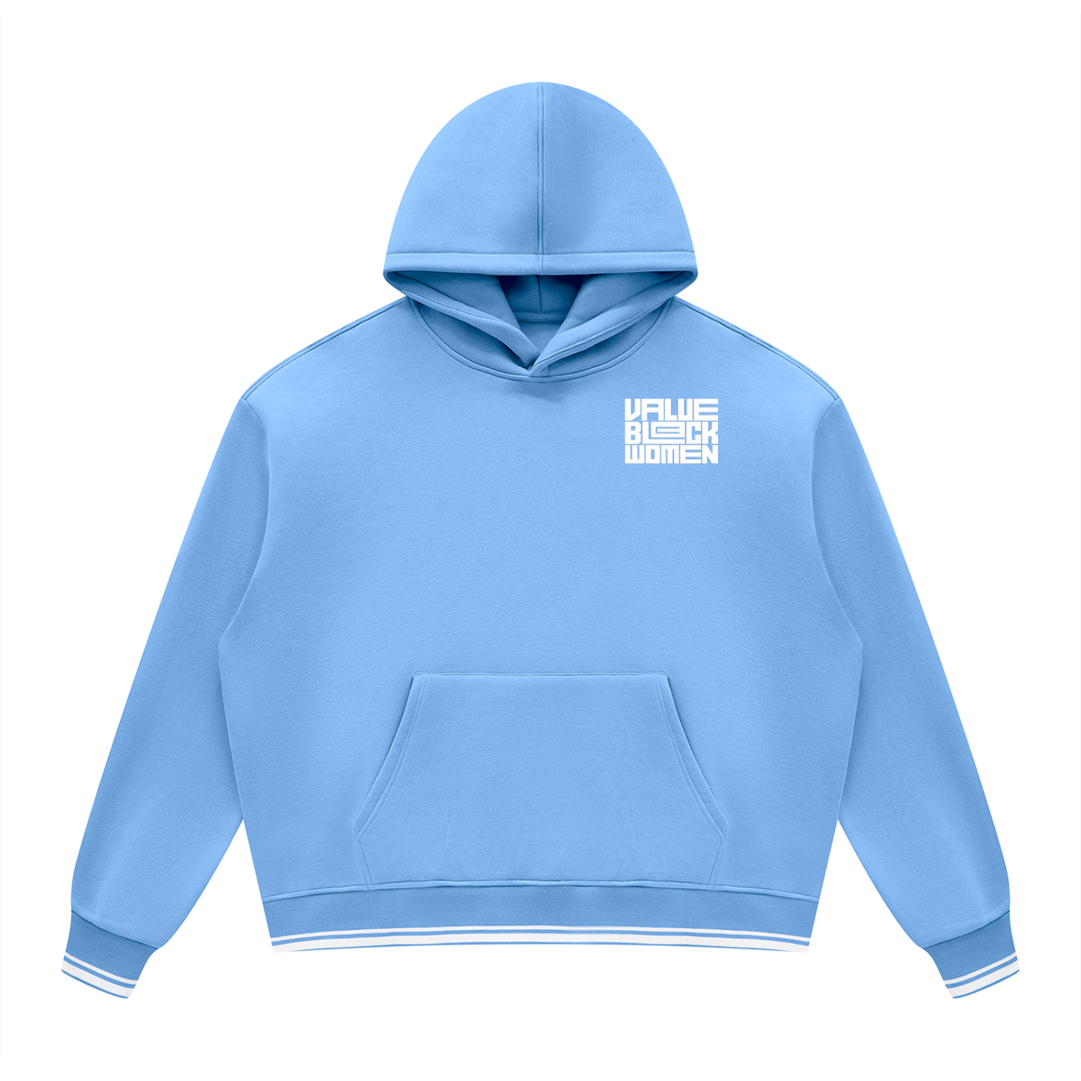 Value Black Women Oversized Hoodie | Color Block Fleece Pullover with Striped Trim