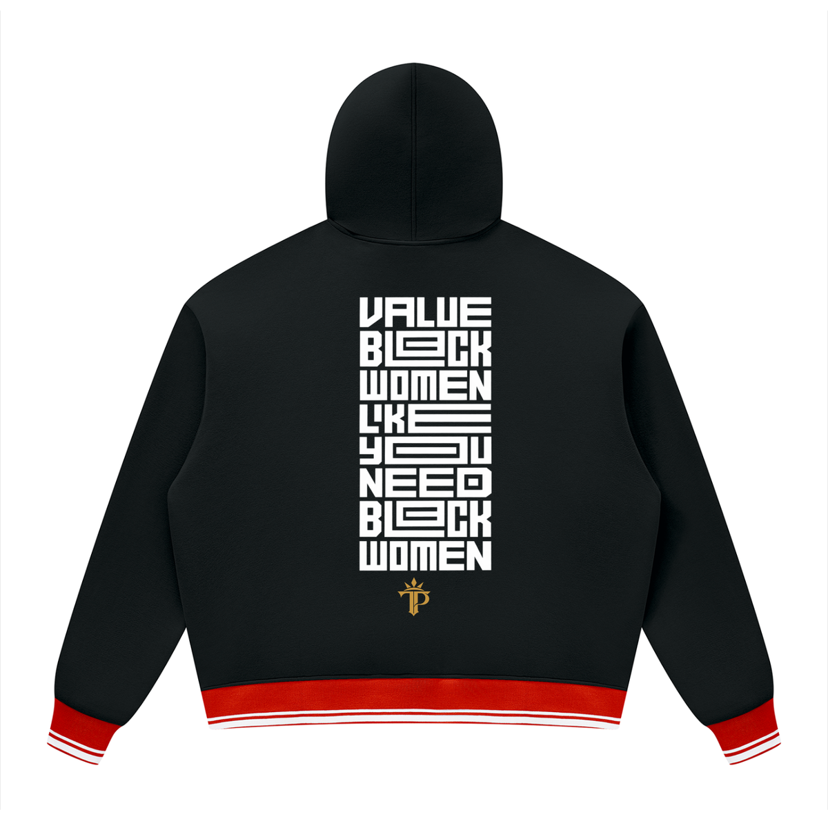 Value Black Women Oversized Hoodie | Color Block Fleece Pullover with Striped Trim