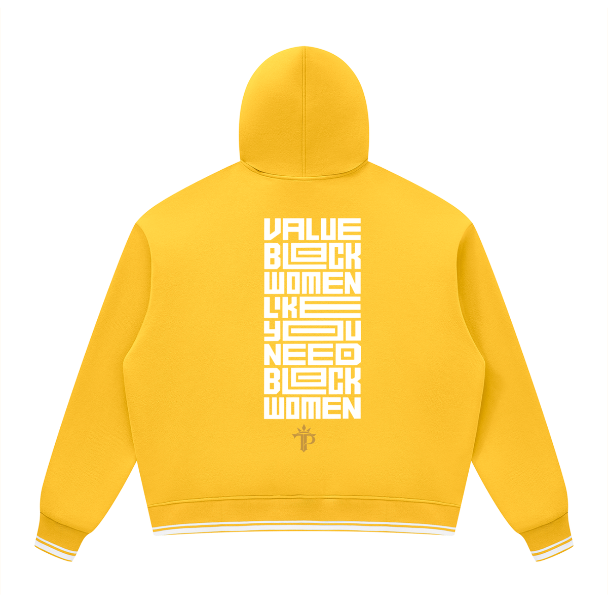 Value Black Women Oversized Hoodie | Color Block Fleece Pullover with Striped Trim