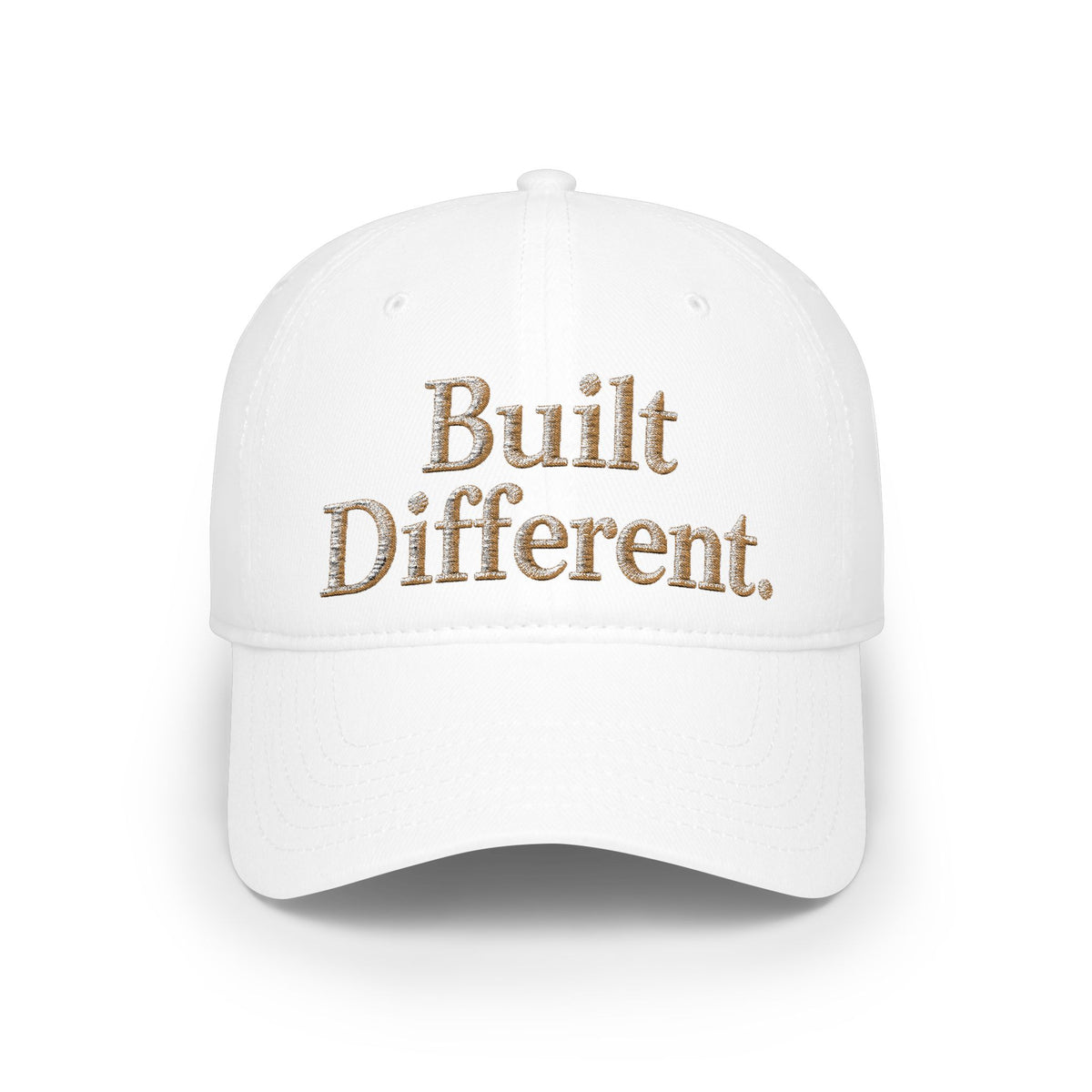 Built Different Embroidered Baseball Cap | Minimal Gold Script Low Profile Hat