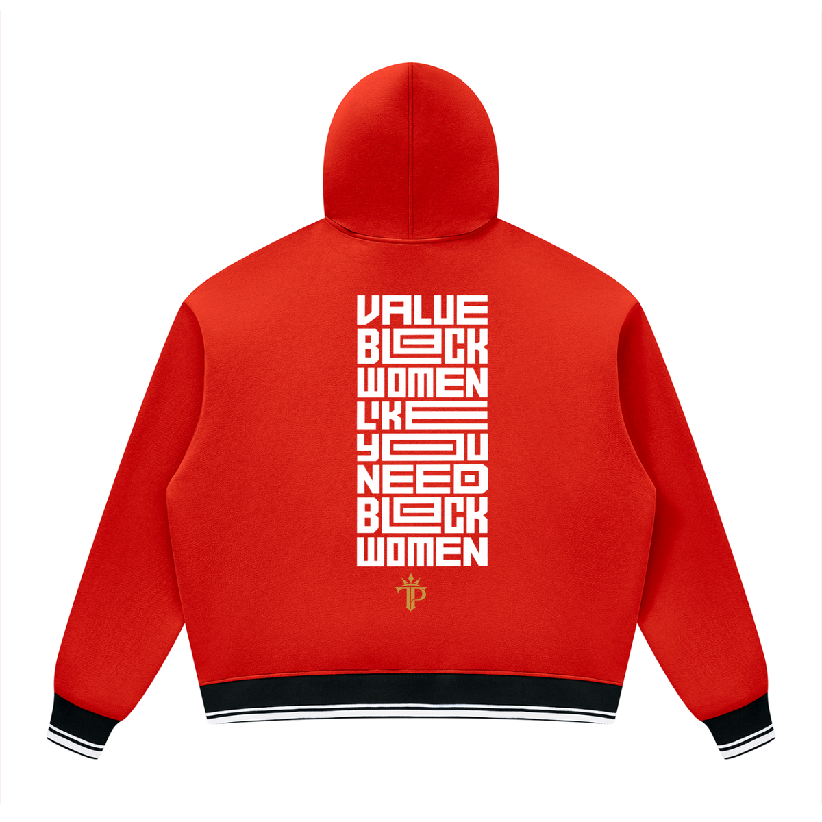 Value Black Women Oversized Hoodie | Color Block Fleece Pullover with Striped Trim