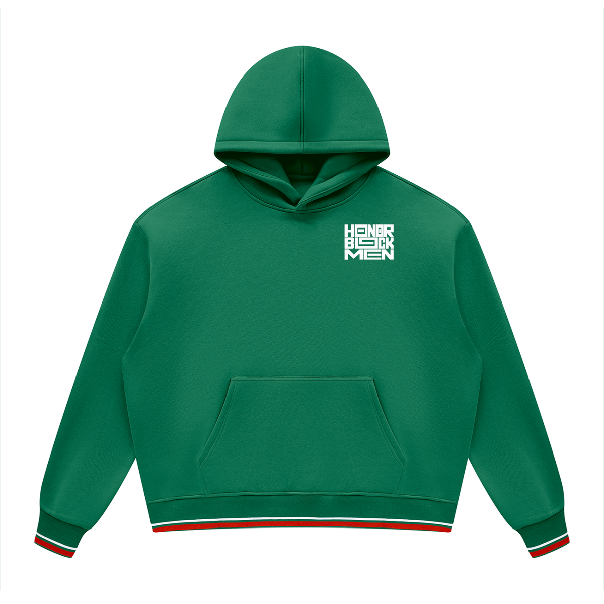 Honor Black Men Oversized Hoodie | Unisex Color Block Fleece Pullover with Striped Trim