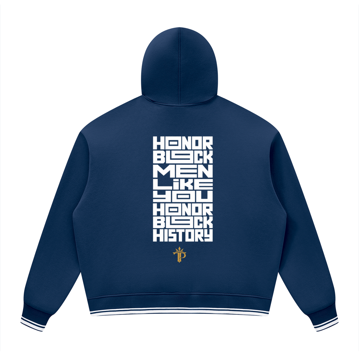 Honor Black Men Oversized Hoodie | Unisex Color Block Fleece Pullover with Striped Trim