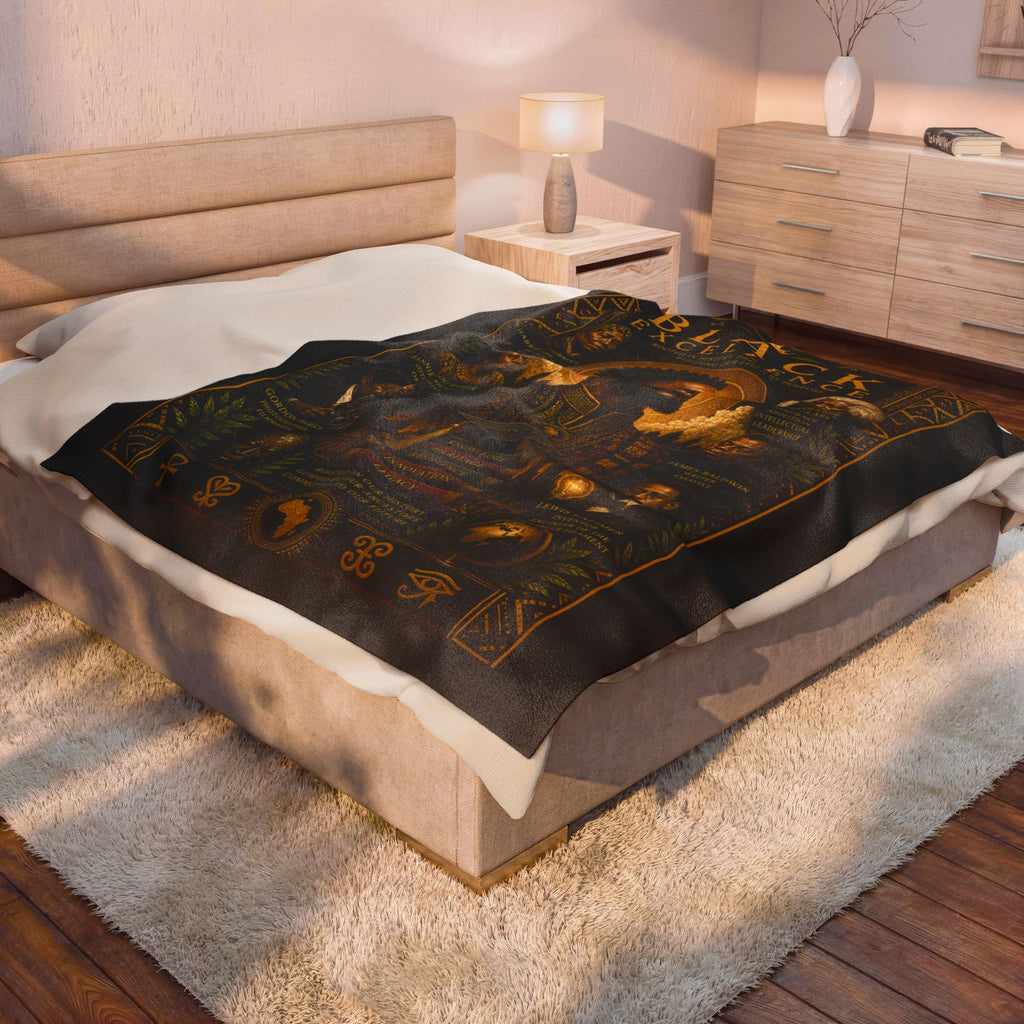 Black Excellence Velveteen Plush Blanket – Inspirational African American Leaders Design