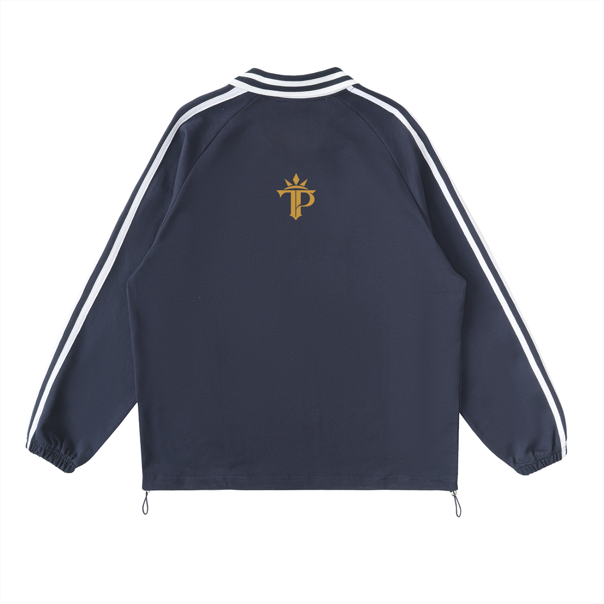 Black Excellence Contrast Striped Lapel Collar Sweatshirt