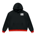 Honor Black Men Oversized Hoodie | Unisex Color Block Fleece Pullover with Striped Trim
