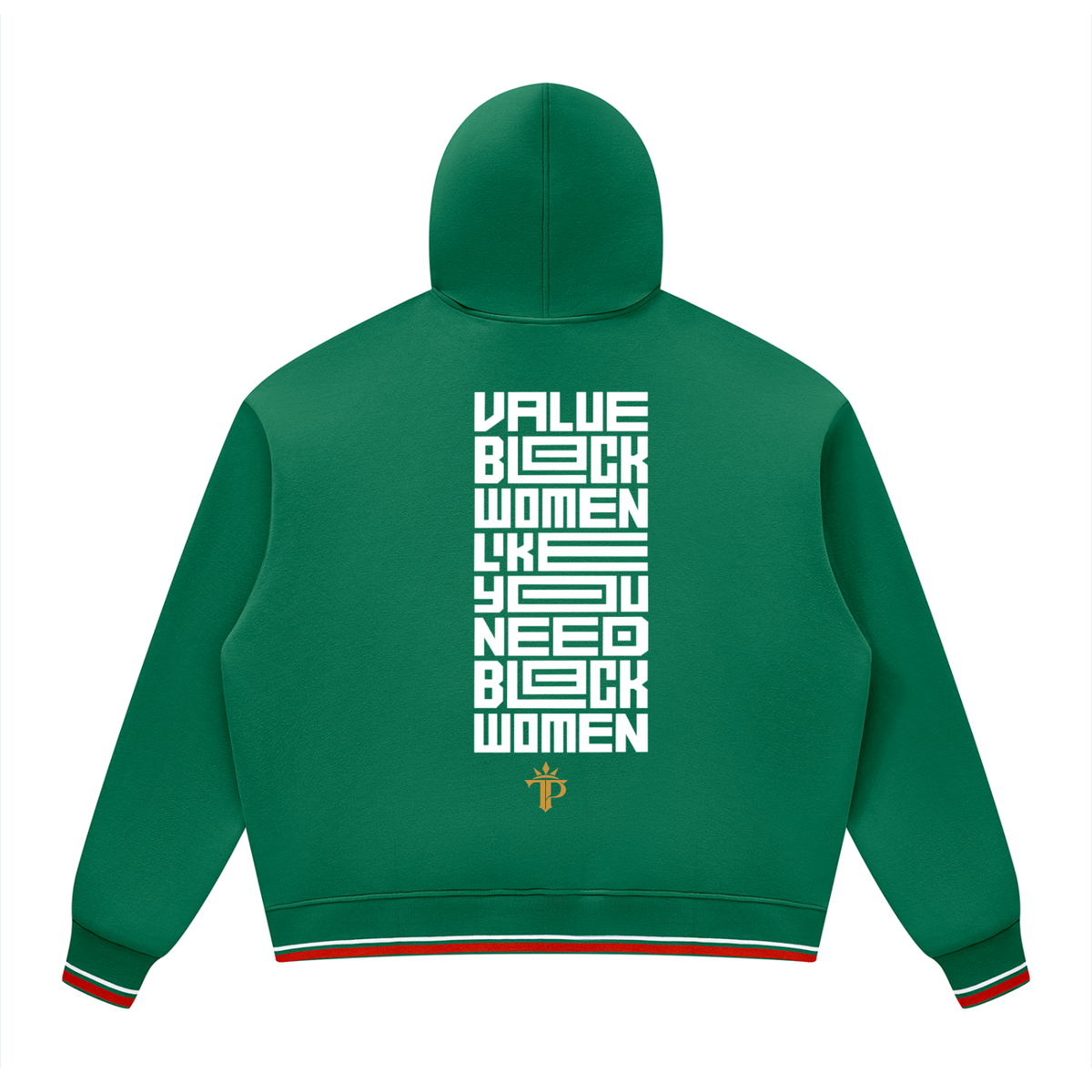 Value Black Women Oversized Hoodie | Color Block Fleece Pullover with Striped Trim