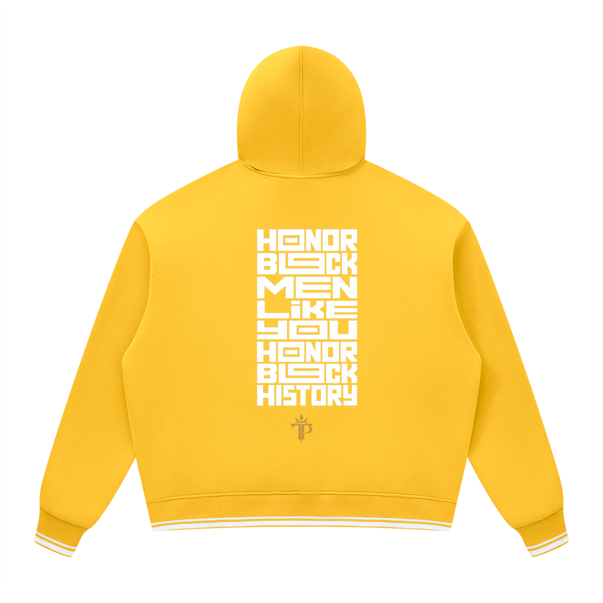Honor Black Men Oversized Hoodie | Unisex Color Block Fleece Pullover with Striped Trim