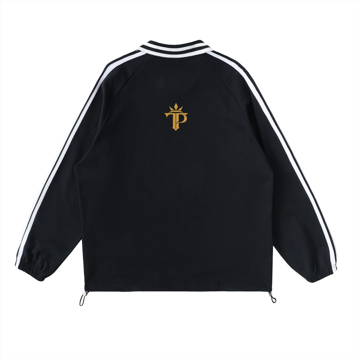 Black Excellence Contrast Striped Lapel Collar Sweatshirt