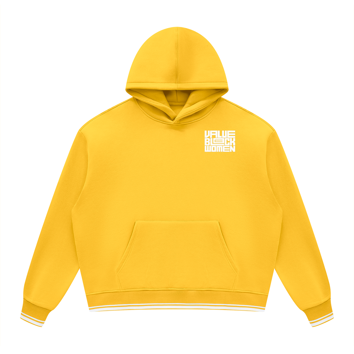Value Black Women Oversized Hoodie | Color Block Fleece Pullover with Striped Trim